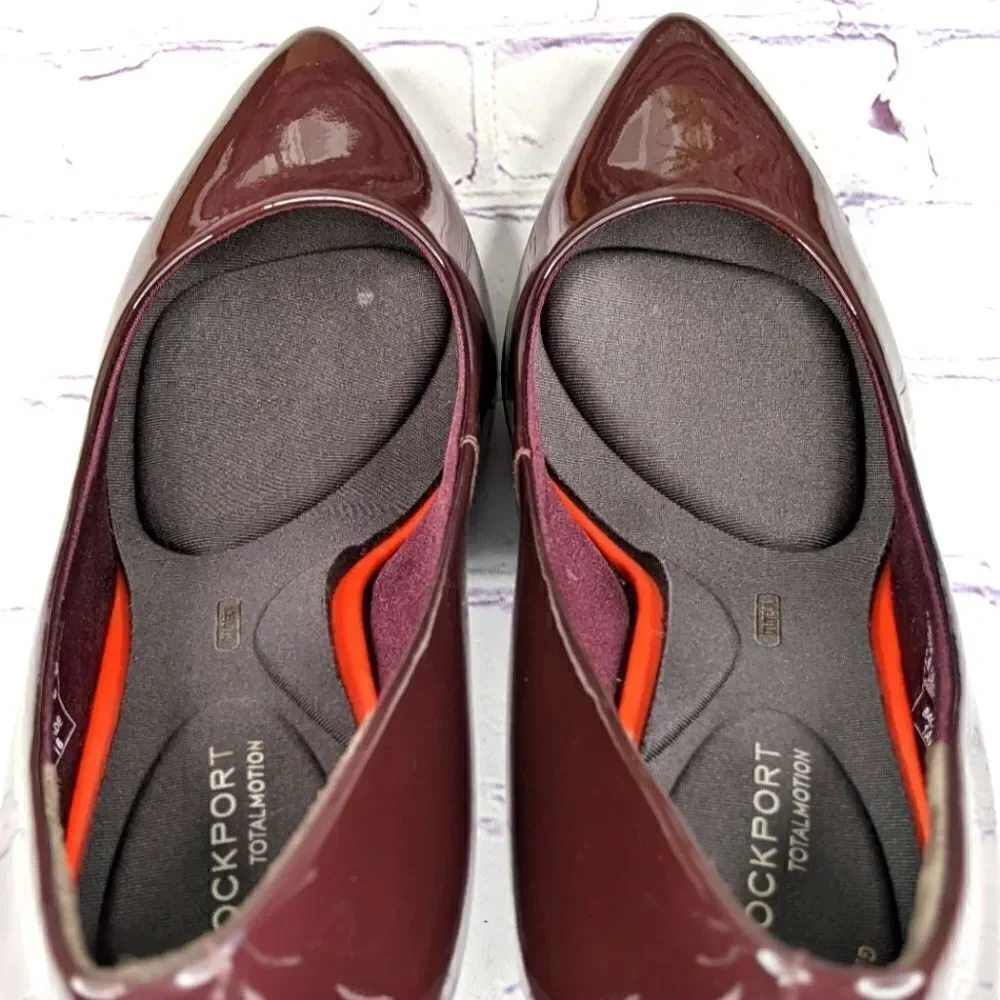 Rockport Total Motion 75mm Wine Burgundy Patent Pointed Toe Pump Heel